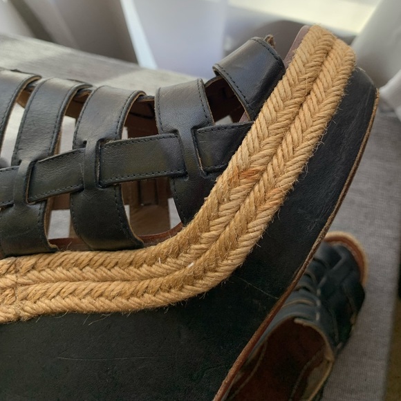 Christian Louboutin Black Barcelona Leather Wedge Sandal Size 39 - Picture 7 of 16